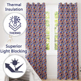 Bold Painterly Blue and Coral Flowers Seamless Pattern  Readymade Eyelet Ring Top Thermal 100% Blackout Curtains
