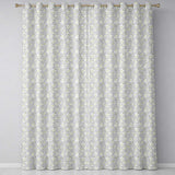 Delicate White Blossom Flowers on Soft Blue Seamless Pattern  Readymade Eyelet Ring Top Thermal 100% Blackout Curtains