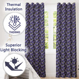 Rich Purple Wisteria on Dark Background Floral Seamless Pattern  Readymade Eyelet Ring Top Thermal 100% Blackout Curtains