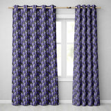 Dark Purple Wisteria Hanging Blossoms on Night Background Seamless Pattern  Readymade Eyelet Ring Top Thermal 100% Blackout Curtains