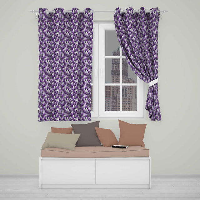 Elegant Purple Wisteria Clusters with Soft Leaves Seamless Pattern  Readymade Eyelet Ring Top Thermal 100% Blackout Curtains
