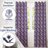 Elegant Purple Wisteria Clusters with Soft Leaves Seamless Pattern  Readymade Eyelet Ring Top Thermal 100% Blackout Curtains