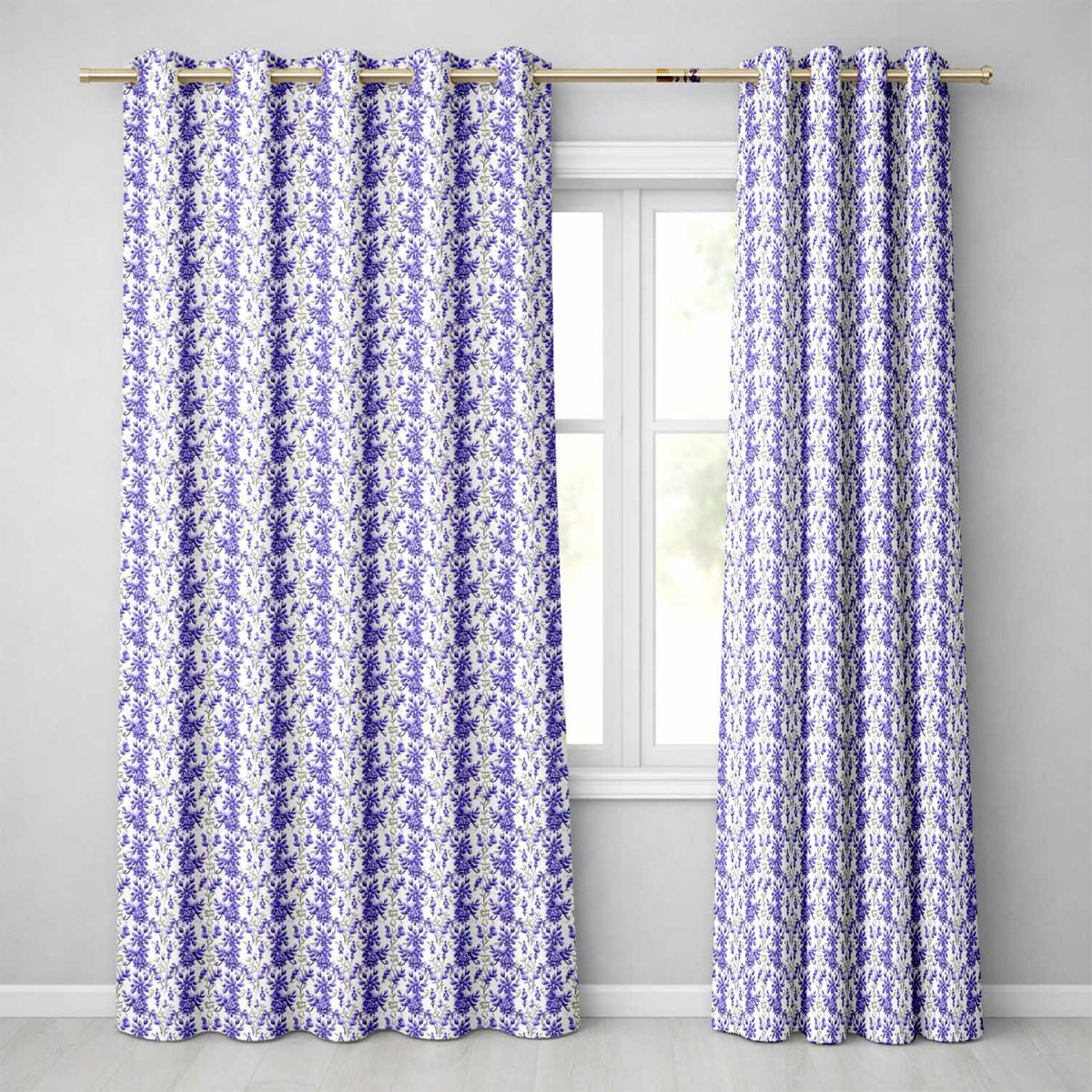 Light Blue Floral Botanical Clusters on Soft Background Seamless Pattern  Readymade Eyelet Ring Top Thermal 100% Blackout Curtains