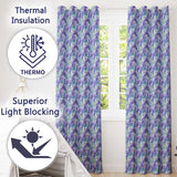 Soft Blue Background Purple Wisteria Floral Cascading Blossoms Seamless Pattern  Readymade Eyelet Ring Top Thermal 100% Blackout Curtains
