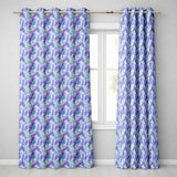 Soft Blue Background Purple Wisteria Floral Cascading Blossoms Seamless Pattern  Readymade Eyelet Ring Top Thermal 100% Blackout Curtains