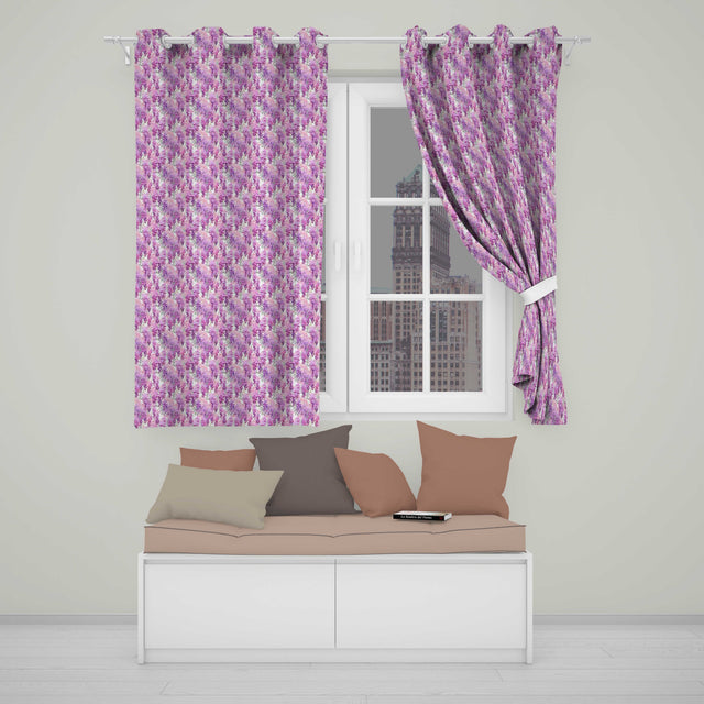 Pink and Lilac Wisteria Hanging Flowers Elegant Seamless Pattern  Readymade Eyelet Ring Top Thermal 100% Blackout Curtains
