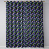 Dark Botanical Wisteria with Green Leaves Rich Seamless Pattern  Readymade Eyelet Ring Top Thermal 100% Blackout Curtains