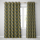 Yellow Wildflower Botanical Garden Dark Seamless Pattern  Readymade Eyelet Ring Top Thermal 100% Blackout Curtains