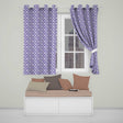 Purple Geometric Floral Tile Decorative Seamless Pattern  Readymade Eyelet Ring Top Thermal 100% Blackout Curtains