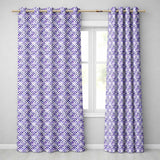 Purple Geometric Floral Tile Decorative Seamless Pattern  Readymade Eyelet Ring Top Thermal 100% Blackout Curtains