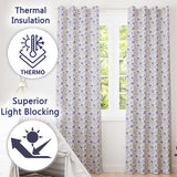 Delicate Blue Watercolor Flowers and Leaves Seamless Pattern Elegant Botanical  Readymade Eyelet Ring Top Thermal 100% Blackout Curtains