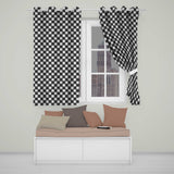 Black White Wavy Checkerboard Seamless Pattern  Geometric Style  Readymade Eyelet Ring Top Thermal 100% Blackout Curtains
