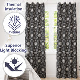 Celestial Sun Moon Botanical Seamless Pattern Mystical Nature Design  Readymade Eyelet Ring Top Thermal 100% Blackout Curtains