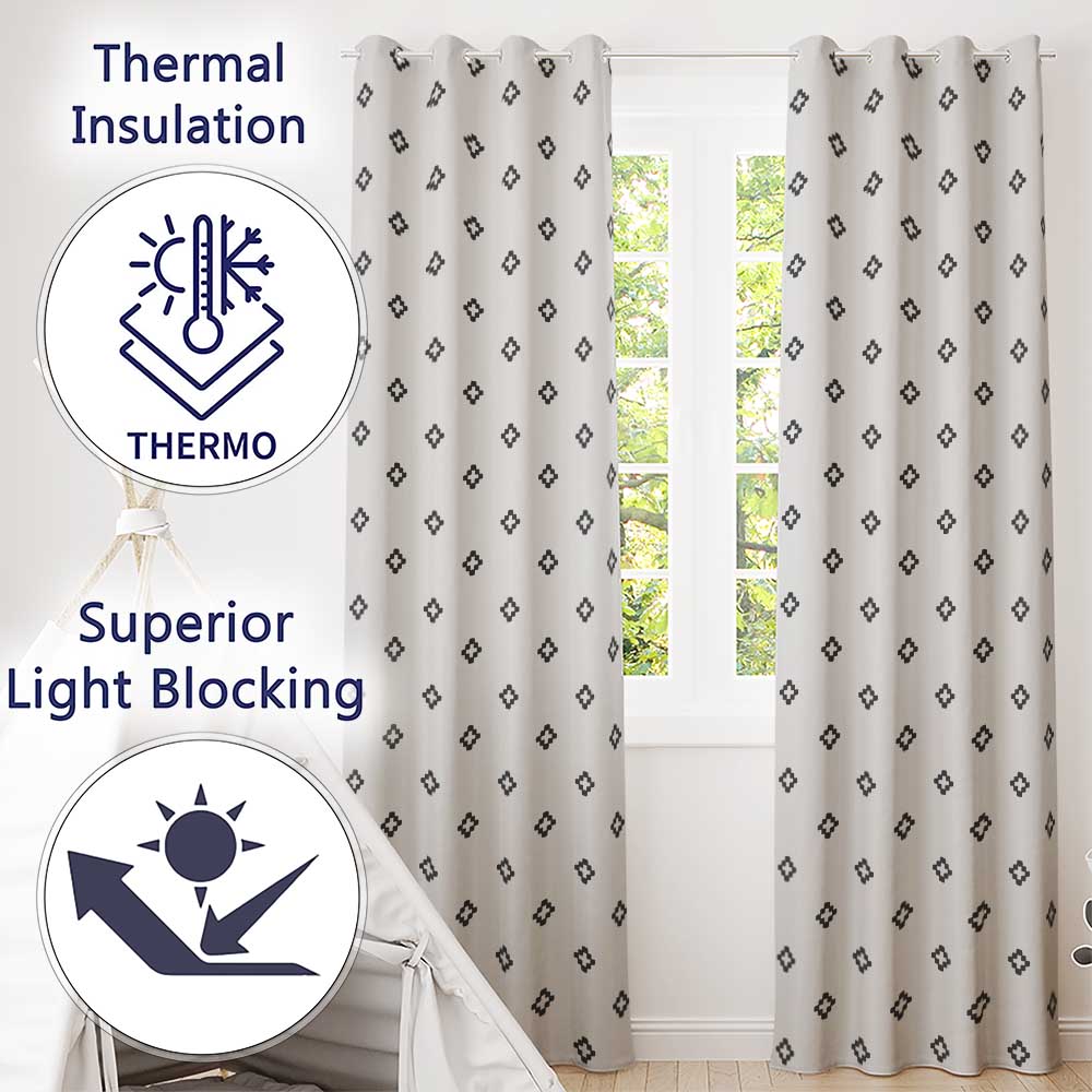 Minimal Geometric Cross Seamless Pattern on Neutral Background Modern Design  Readymade Eyelet Ring Top Thermal 100% Blackout Curtains