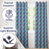Abstract Blue Mosaic Glass Waves Seamless Pattern Artistic Texture  Readymade Eyelet Ring Top Thermal 100% Blackout Curtains
