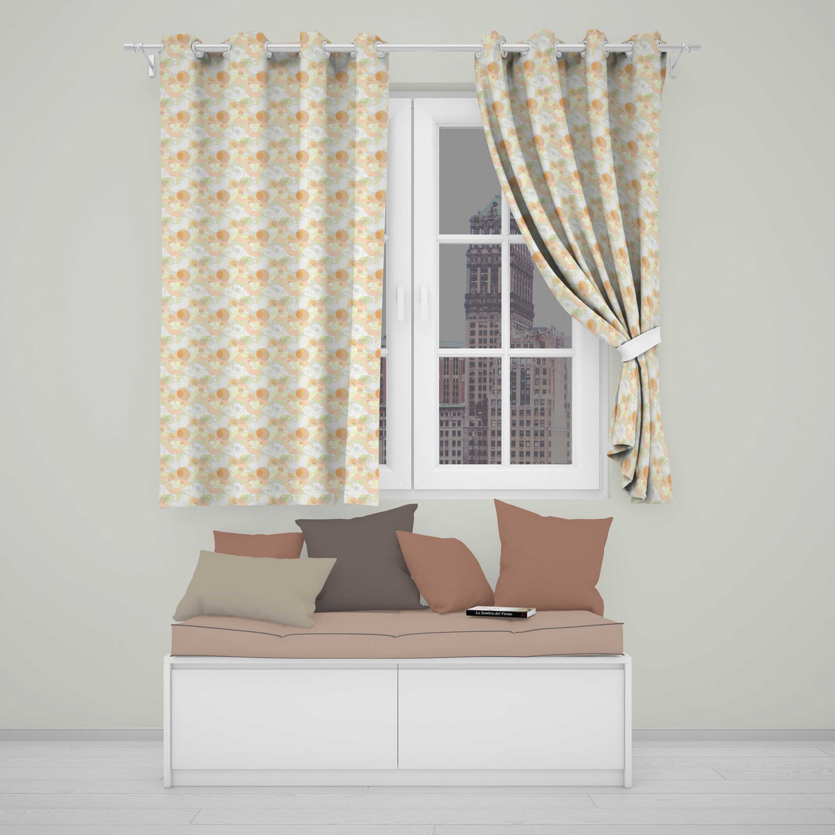 Abstract Beige Organic Shapes Seamless Pattern Minimal Modern Texture  Readymade Eyelet Ring Top Thermal 100% Blackout Curtains