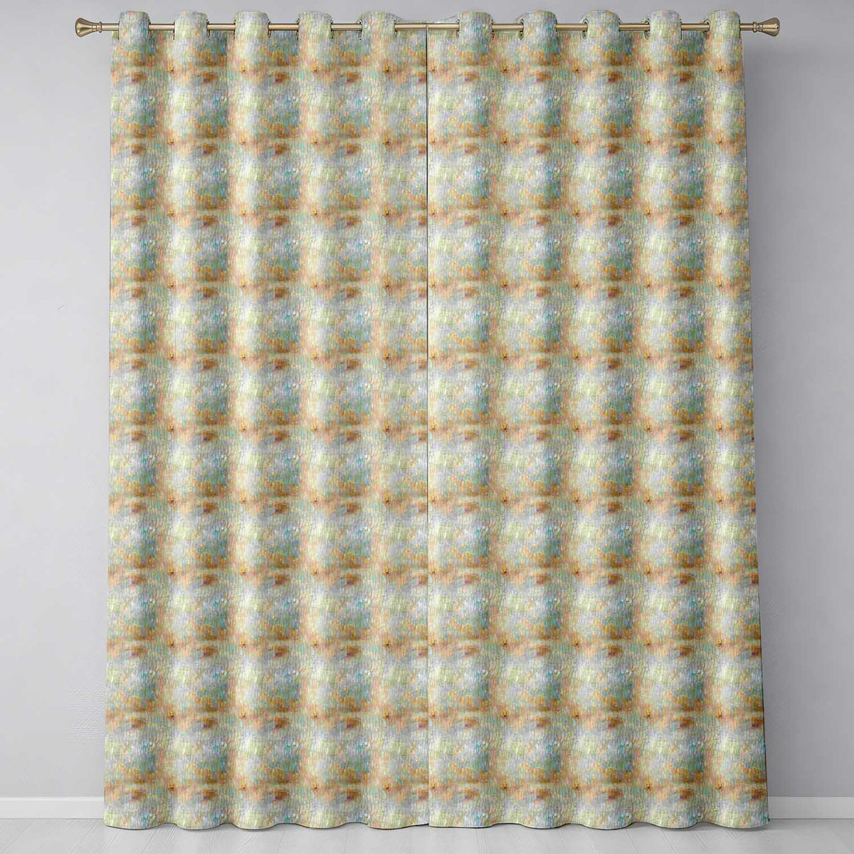 Soft Pastel Botanical Splash Seamless Pattern Artistic Floral Texture  Readymade Eyelet Ring Top Thermal 100% Blackout Curtains