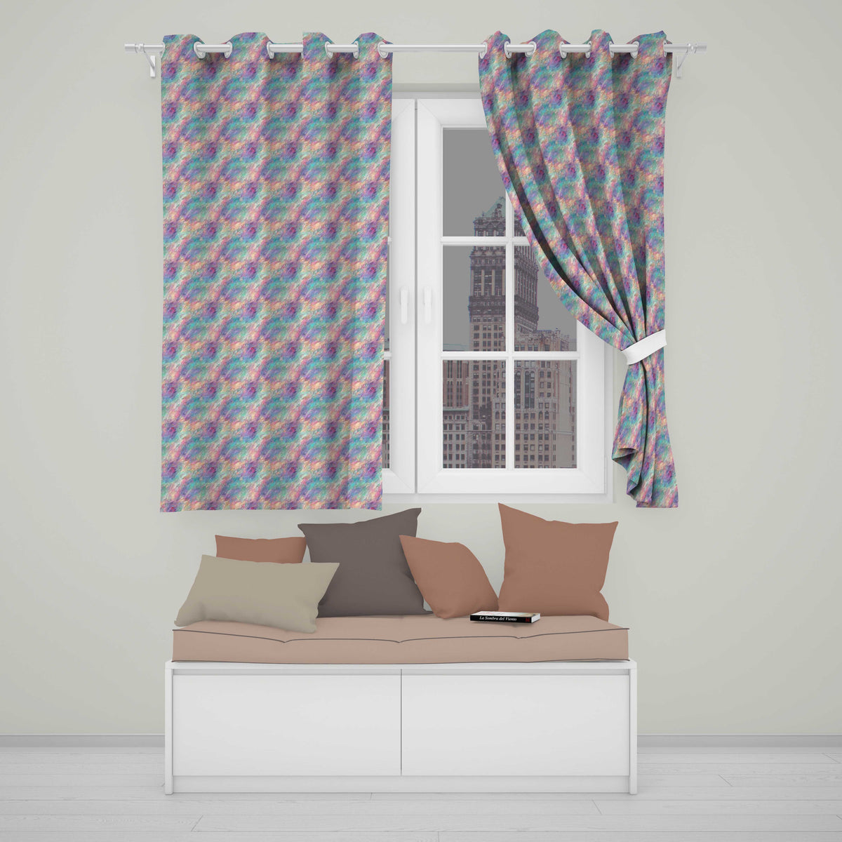 Colorful Abstract Flowing Lines Seamless Pattern Modern Artistic Texture  Readymade Eyelet Ring Top Thermal 100% Blackout Curtains