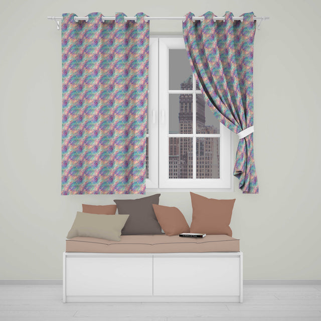 Colorful Abstract Flowing Lines Seamless Pattern Modern Artistic Texture  Readymade Eyelet Ring Top Thermal 100% Blackout Curtains