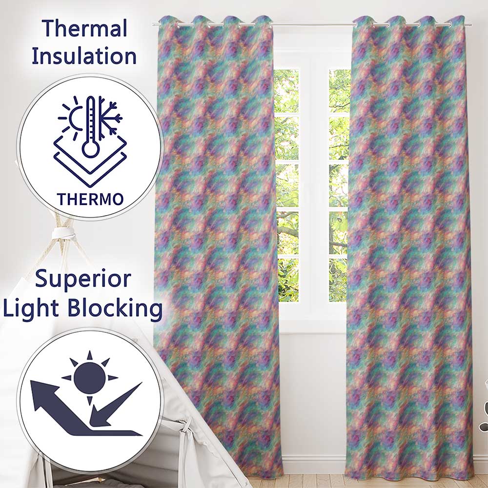 Colorful Abstract Flowing Lines Seamless Pattern Modern Artistic Texture  Readymade Eyelet Ring Top Thermal 100% Blackout Curtains