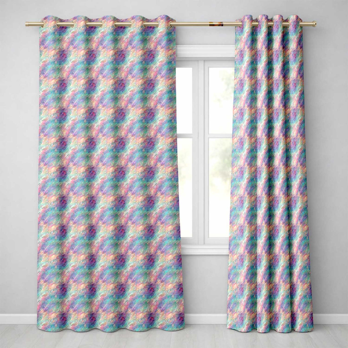 Colorful Abstract Flowing Lines Seamless Pattern Modern Artistic Texture  Readymade Eyelet Ring Top Thermal 100% Blackout Curtains