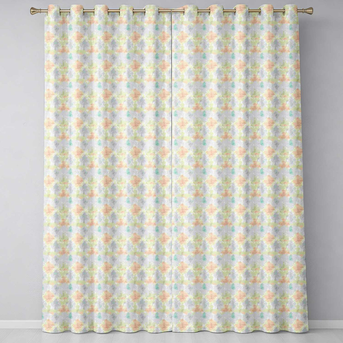 Soft Watercolor Floral Motif Seamless Pattern Elegant Pastel Design  Readymade Eyelet Ring Top Thermal 100% Blackout Curtains