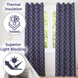 Simple Anchor Star Navy Seamless Pattern Minimal Nautical Ocean Theme  Readymade Eyelet Ring Top Thermal 100% Blackout Curtains