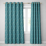 Dark Teal Paisley Floral Bandana Seamless Pattern Classic Textile  Readymade Eyelet Ring Top Thermal 100% Blackout Curtains