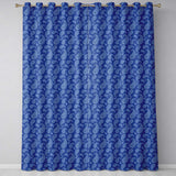 Elegant White Paisley Floral Pattern on Deep Blue Background Seamless  Readymade Eyelet Ring Top Thermal 100% Blackout Curtains