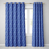 Elegant White Paisley Floral Pattern on Deep Blue Background Seamless  Readymade Eyelet Ring Top Thermal 100% Blackout Curtains