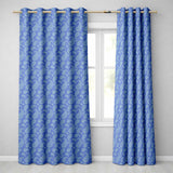 Intricate White Paisley Motif Design on Classic Blue Background Seamless  Readymade Eyelet Ring Top Thermal 100% Blackout Curtains