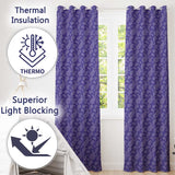 Stylish White Paisley Ornament Pattern on Rich Purple Background Seamless  Readymade Eyelet Ring Top Thermal 100% Blackout Curtains