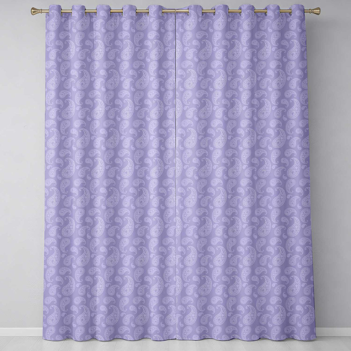 Classic White Paisley Pattern on Light Lavender Background Seamless  Readymade Eyelet Ring Top Thermal 100% Blackout Curtains
