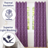 Ornamental White Paisley Pattern on Mauve Purple Background Seamless  Readymade Eyelet Ring Top Thermal 100% Blackout Curtains