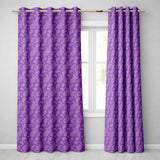 Traditional White Paisley Floral Design on Deep Violet Background Seamless  Readymade Eyelet Ring Top Thermal 100% Blackout Curtains