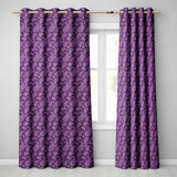 Elegant White Paisley Floral Pattern on Deep Plum Purple Seamless  Readymade Eyelet Ring Top Thermal 100% Blackout Curtains