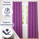 Intricate White Paisley Design on Bold Magenta Purple Background Seamless  Readymade Eyelet Ring Top Thermal 100% Blackout Curtains