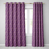 Vintage White Paisley Floral Pattern on Dark Burgundy Purple Seamless  Readymade Eyelet Ring Top Thermal 100% Blackout Curtains