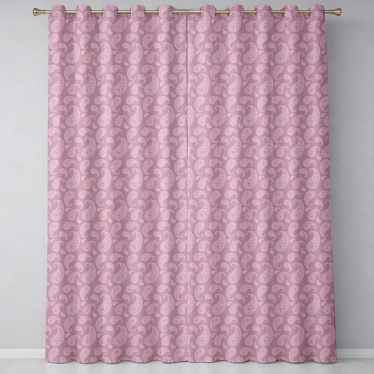 Stylish White Paisley Motif on Blush Pink Gradient Background Seamless  Readymade Eyelet Ring Top Thermal 100% Blackout Curtains
