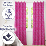 Elegant White Paisley Floral Pattern on Bright Pink Gradient Seamless  Readymade Eyelet Ring Top Thermal 100% Blackout Curtains