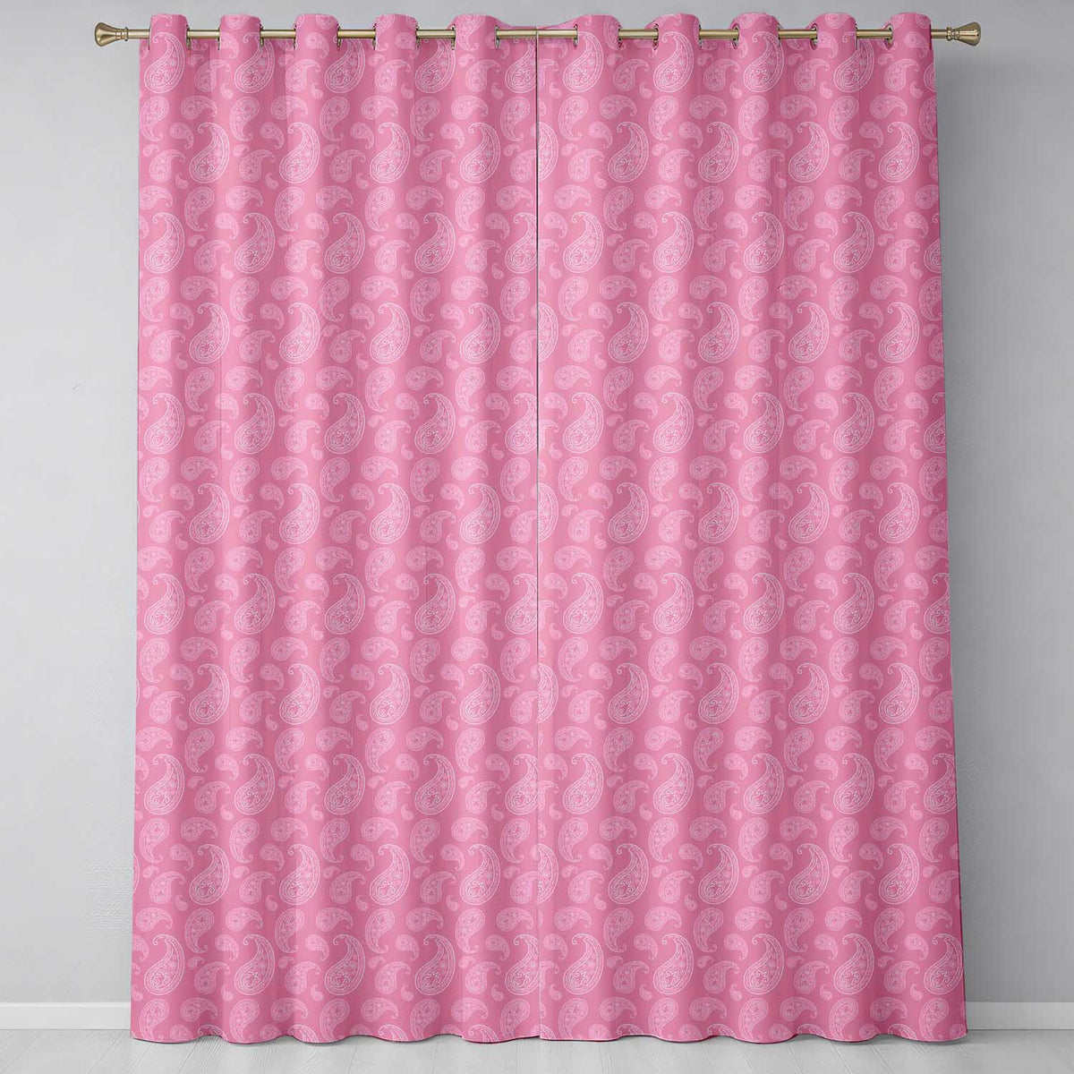 Soft White Paisley Floral Design on Blush Pink Background Seamless  Readymade Eyelet Ring Top Thermal 100% Blackout Curtains