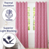 Soft White Paisley Floral Design on Blush Pink Background Seamless  Readymade Eyelet Ring Top Thermal 100% Blackout Curtains