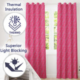 Intricate White Paisley Motif on Vibrant Rose Pink Gradient Seamless  Readymade Eyelet Ring Top Thermal 100% Blackout Curtains