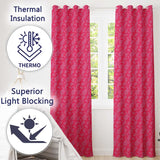 Elegant White Paisley Pattern Rose Backgrounds  Readymade Eyelet Ring Top Thermal 100% Blackout Curtains