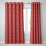 Elegant White Paisley Pattern Wine Backgrounds  Readymade Eyelet Ring Top Thermal 100% Blackout Curtains