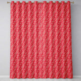 Elegant White Paisley Pattern Pink Background  Readymade Eyelet Ring Top Thermal 100% Blackout Curtains