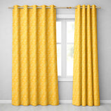 Elegant White Paisley Pattern Yellow Gradient Background Seamless  Readymade Eyelet Ring Top Thermal 100% Blackout Curtains