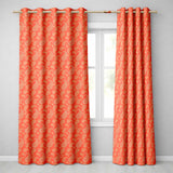 Elegant White Paisley Pattern Sunset Orange Gradient Background Seamless  Readymade Eyelet Ring Top Thermal 100% Blackout Curtains