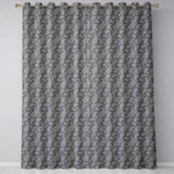 Elegant White Paisley Pattern Dark Graphite Grey Gradient Background Seamless  Readymade Eyelet Ring Top Thermal 100% Blackout Curtains