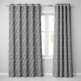 Elegant White Paisley Pattern Dark Graphite Grey Gradient Background Seamless  Readymade Eyelet Ring Top Thermal 100% Blackout Curtains